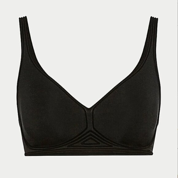 Wolford Cotton Contour 3W Skin Black Bra Women's Size 38 D‎ NWT